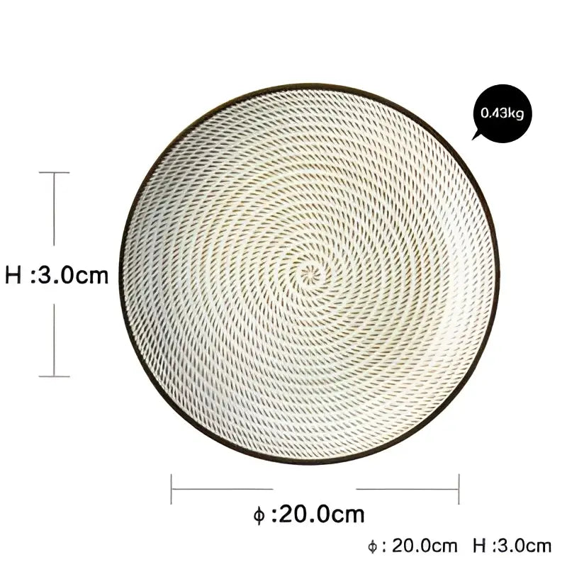 Circular woven placemat with off-white texture and dark brown rim complementing decorbites ceramic dinner plate set
