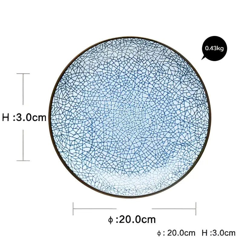 A crackle glaze blue ceramic dinner plate with dark rim from decorbites ceramic dinner plate set for dining use