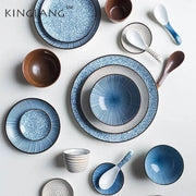 Blue crackle glaze ceramic dinner plate set with radial patterns decorbites ceramic dinner for elegant dining