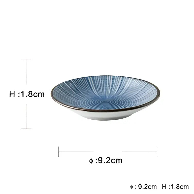 Blue ceramic dinner plate set with crackle glaze and concentric circular patterns for decorbites ceramic dinner use