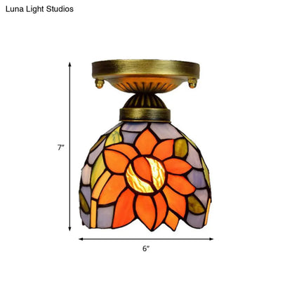 DecorBites™ DecorBites™ Craftsman Stained Glass LED Ceiling Light - White/Beige/Orange/Blue - Ideal for Foyers