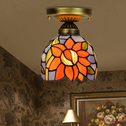 DecorBites™ DecorBites™ Craftsman Stained Glass LED Ceiling Light - White/Beige/Orange/Blue - Ideal for Foyers