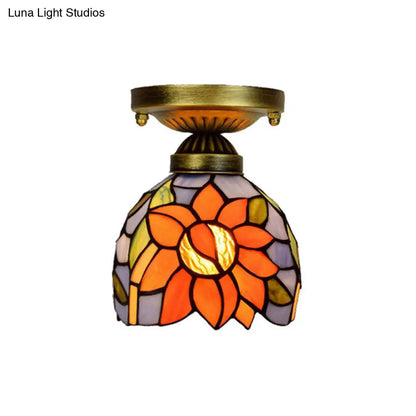 DecorBites™ DecorBites™ Craftsman Stained Glass LED Ceiling Light - White/Beige/Orange/Blue - Ideal for Foyers