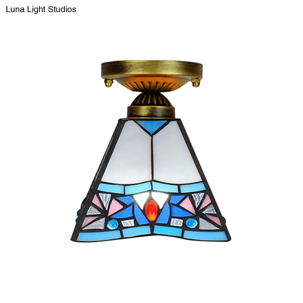 DecorBites™ DecorBites™ Craftsman Stained Glass LED Ceiling Light - White/Beige/Orange/Blue - Ideal for Foyers