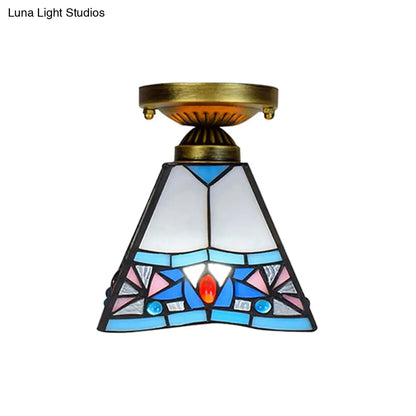 DecorBites™ DecorBites™ Craftsman Stained Glass LED Ceiling Light - White/Beige/Orange/Blue - Ideal for Foyers