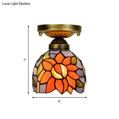 DecorBites™ DecorBites™ Craftsman Stained Glass LED Ceiling Light - White/Beige/Orange/Blue - Ideal for Foyers