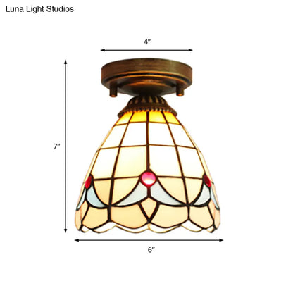 DecorBites™ DecorBites™ Craftsman Stained Glass LED Ceiling Light - White/Beige/Orange/Blue - Ideal for Foyers