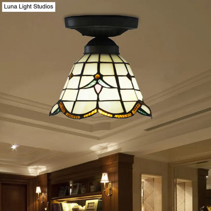 DecorBites™ DecorBites™ Craftsman Stained Glass LED Ceiling Light - White/Beige/Orange/Blue - Ideal for Foyers