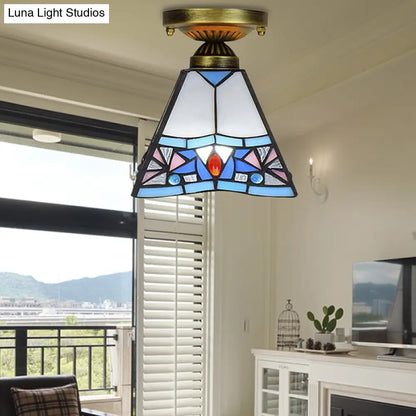 DecorBites™ DecorBites™ Craftsman Stained Glass LED Ceiling Light - White/Beige/Orange/Blue - Ideal for Foyers
