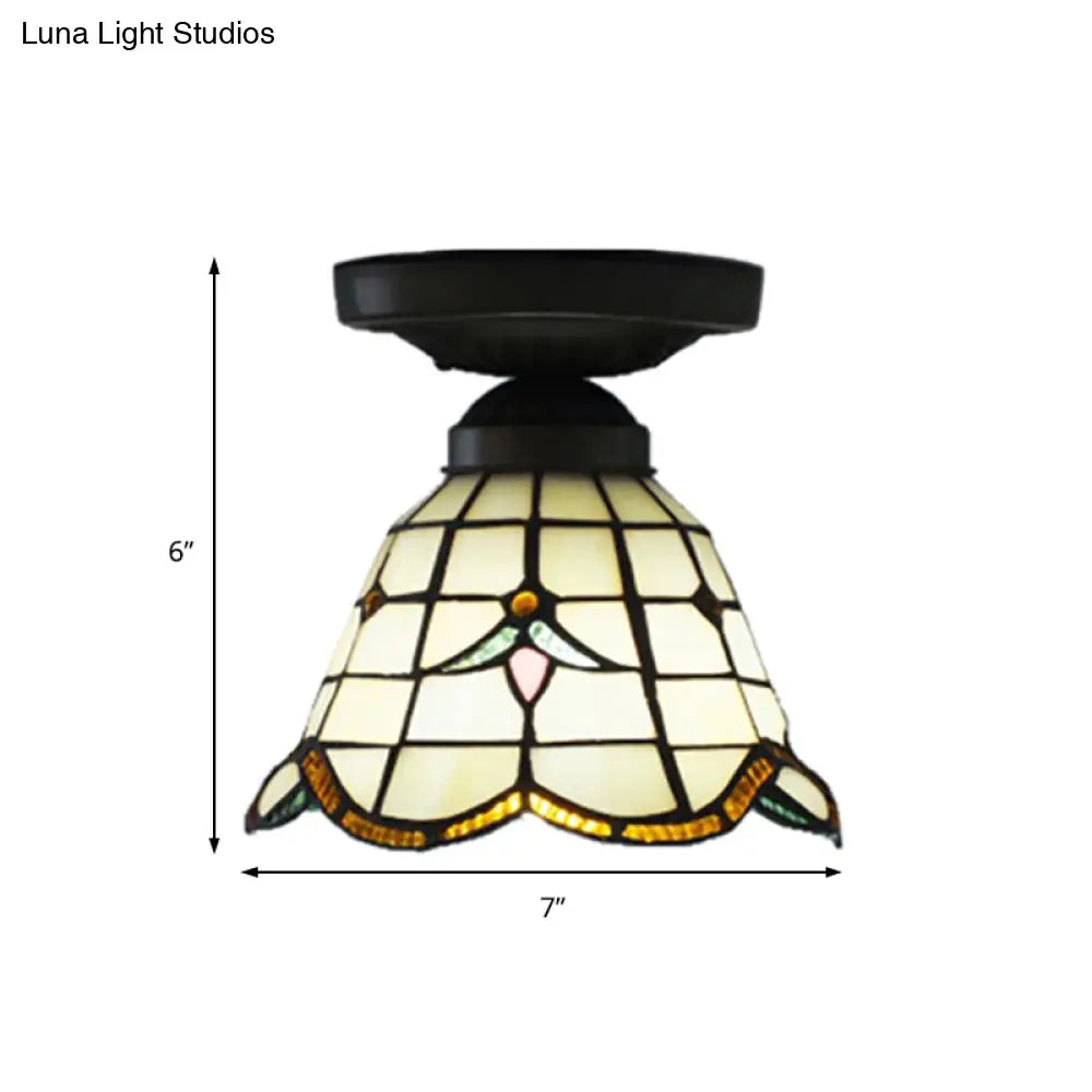 DecorBites™ DecorBites™ Craftsman Stained Glass LED Ceiling Light - White/Beige/Orange/Blue - Ideal for Foyers
