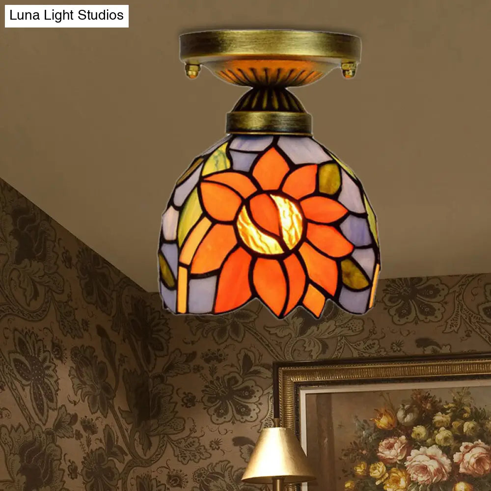DecorBites™ DecorBites™ Craftsman Stained Glass LED Ceiling Light - White/Beige/Orange/Blue - Ideal for Foyers