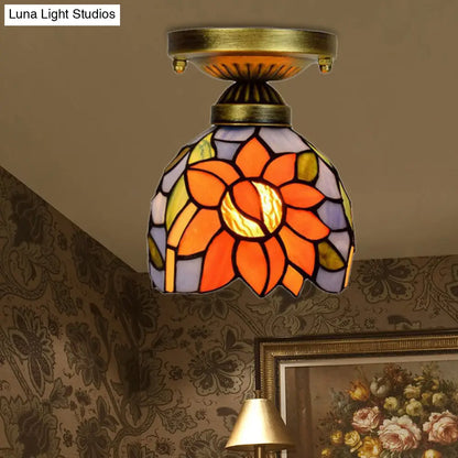 DecorBites™ DecorBites™ Craftsman Stained Glass LED Ceiling Light - White/Beige/Orange/Blue - Ideal for Foyers