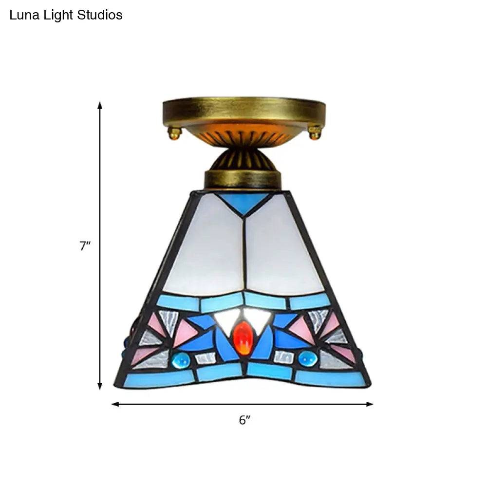 DecorBites™ DecorBites™ Craftsman Stained Glass LED Ceiling Light - White/Beige/Orange/Blue - Ideal for Foyers