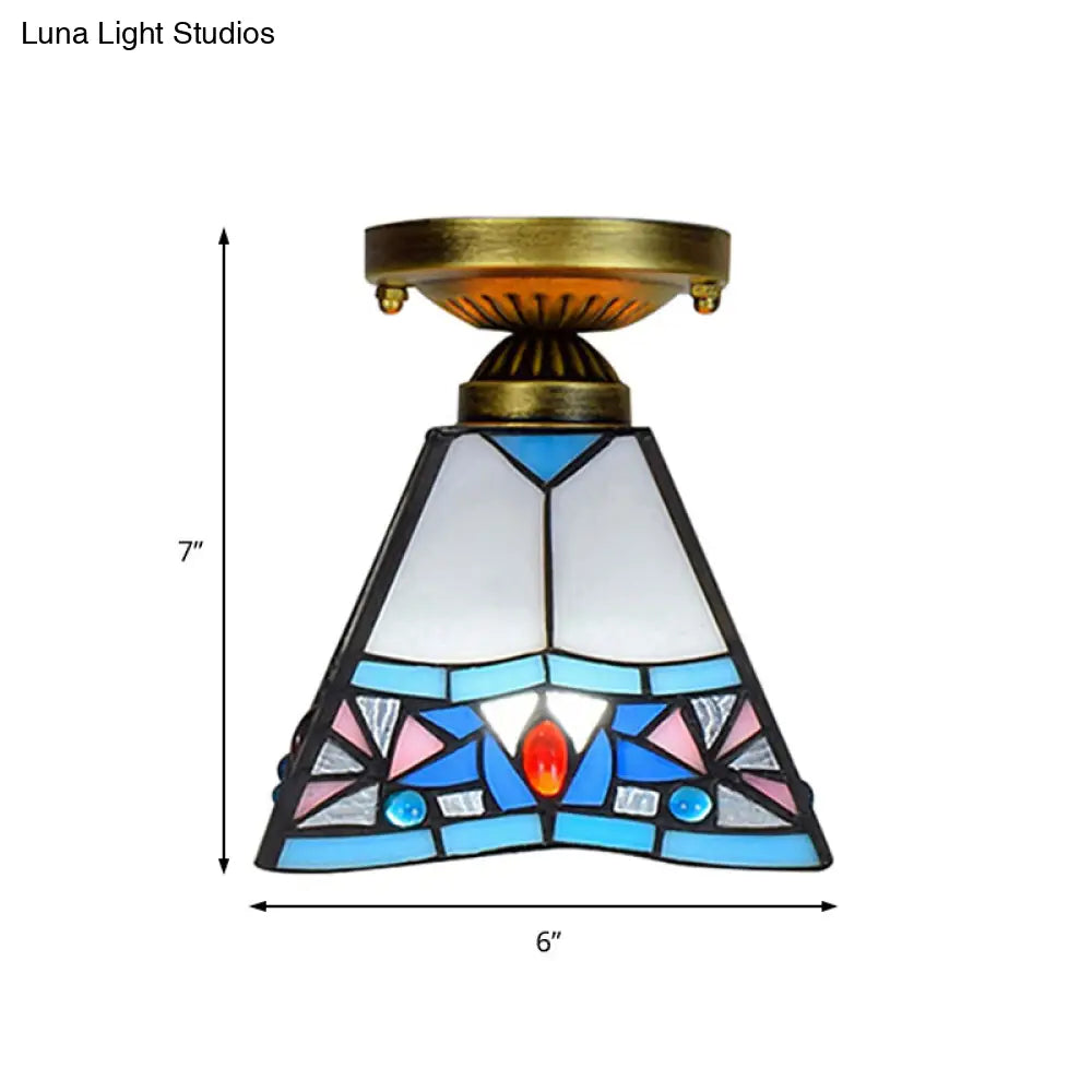 DecorBites™ DecorBites™ Craftsman Stained Glass LED Ceiling Light - White/Beige/Orange/Blue - Ideal for Foyers