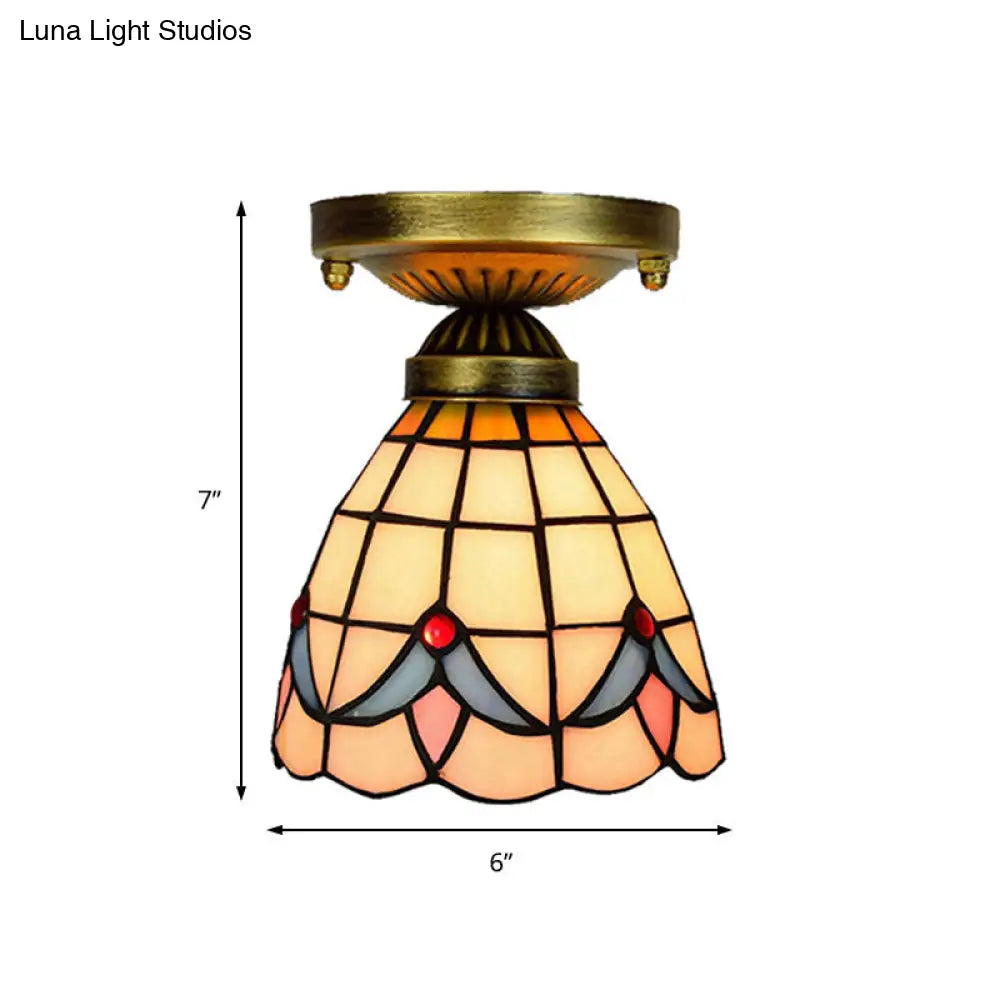 DecorBites™ DecorBites™ Craftsman Stained Glass LED Ceiling Light - White/Beige/Orange/Blue - Ideal for Foyers
