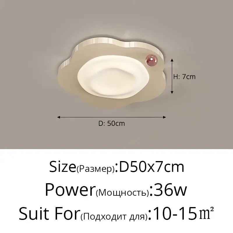 Cream cloud led ceiling light with beige cloud shape white panel and red accent ideal for bedroom decorbites cream led