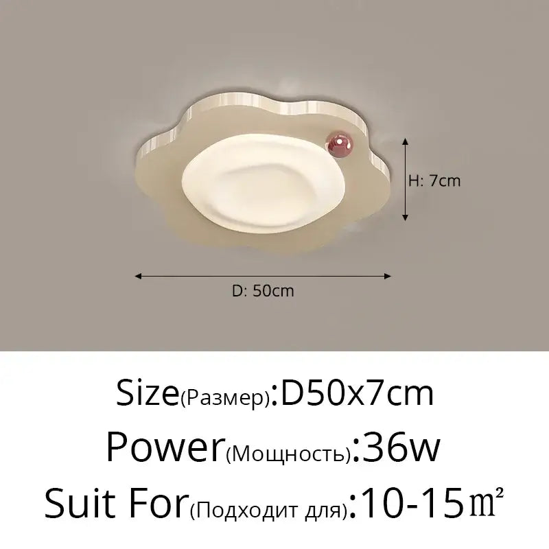 Cream led ceiling light shaped like a soft cloud with a glossy red spherical accent for bedroom decorbites decor