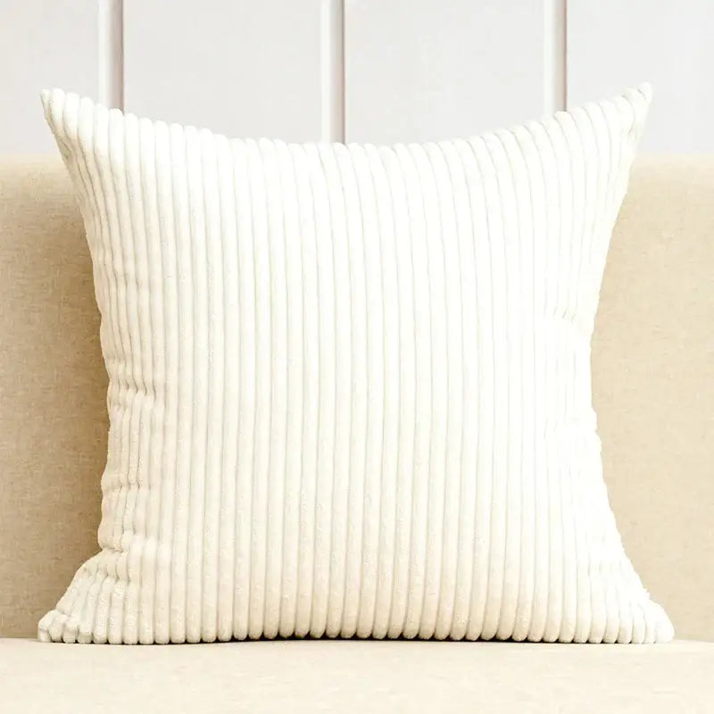 Cream corduroy striped cushion cover with a soft ribbed texture ideal as a decorbites corduroy striped cushion case