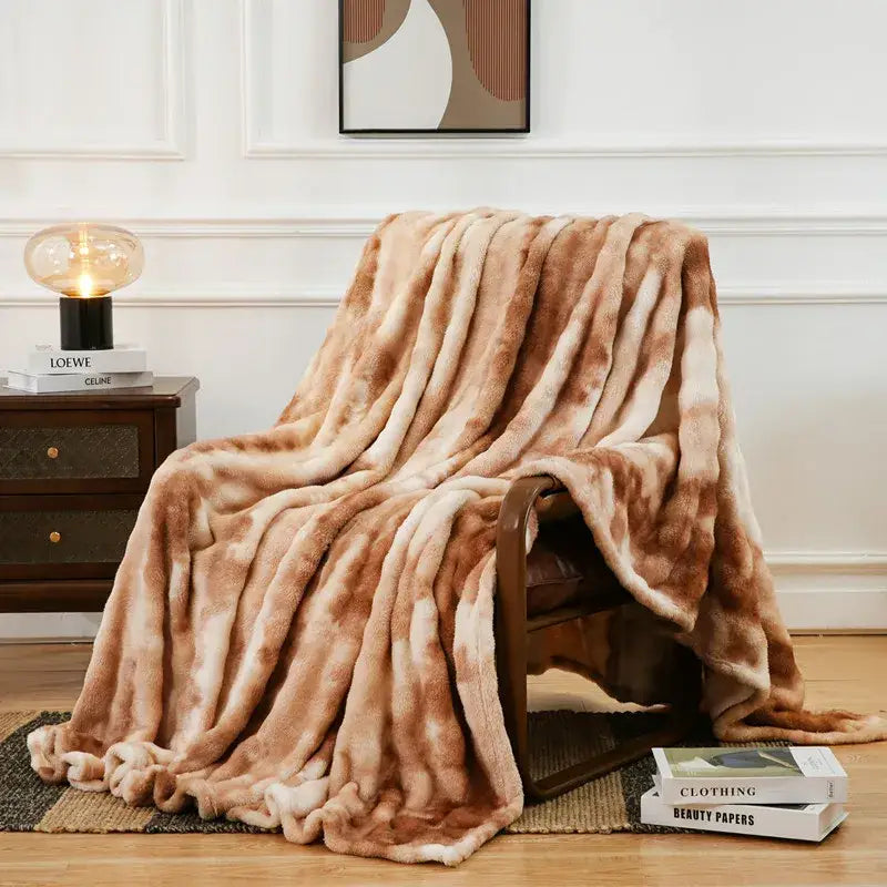 Cream fuzzy faux fur blanket in soft beige and brown gradient for bedroom and living room decorbites fuzzy faux use