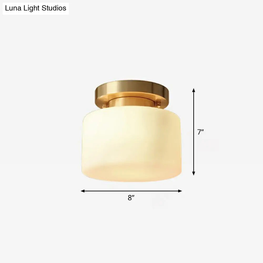 DecorBites™ DecorBites™ Cream Glass Ceiling Light with Brass Finish for Modern Foyer - Semi Flush Mount