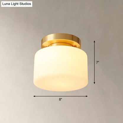 DecorBites™ DecorBites™ Cream Glass Ceiling Light with Brass Finish for Modern Foyer - Semi Flush Mount