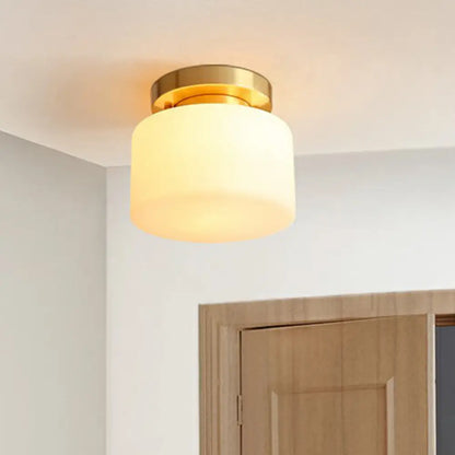 DecorBites™ DecorBites™ Cream Glass Ceiling Light with Brass Finish for Modern Foyer - Semi Flush Mount