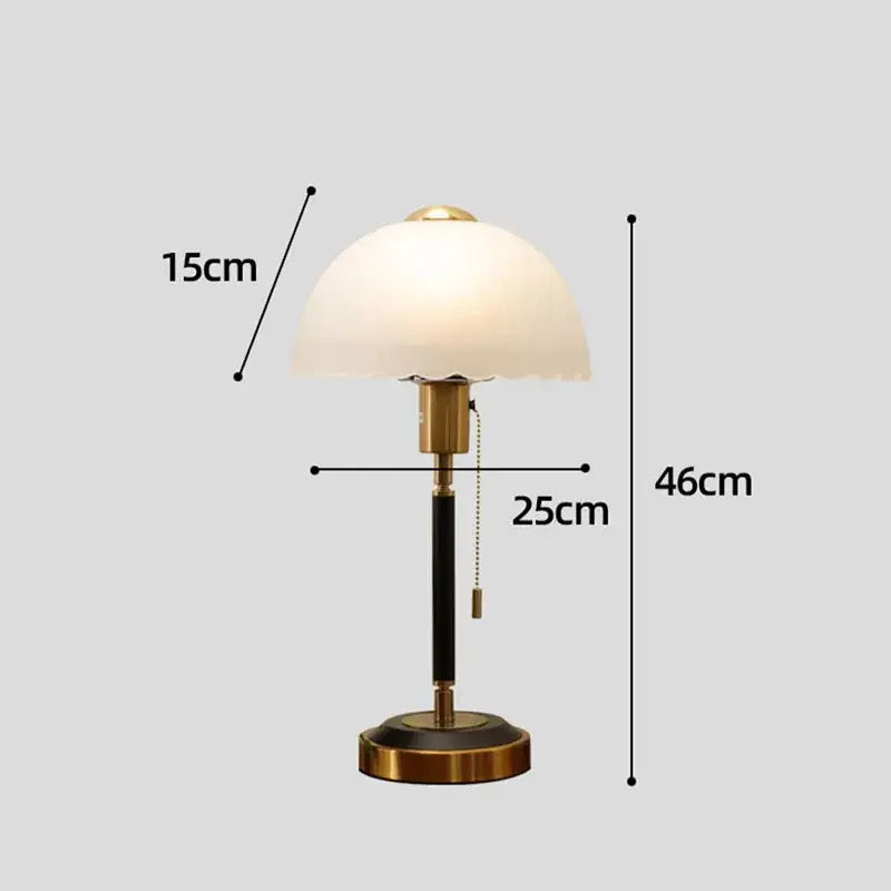 Classic brass and black cream glass mushroom table lamp with frosted dome shade for decorbites cream glass decor