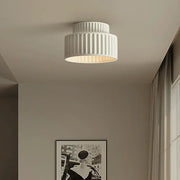 Cream green led chandelier lamp with white ribbed ceiling light and warm glow for dining room illumination