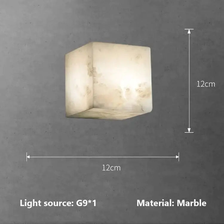 Cream onyx cube marble wall lamp with a 12cm cream marble cube emitting a warm glow for bedroom decorbites cube marble wall