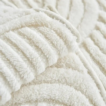 Cream quilted wave plush sofa cover in cream color with a ribbed textured surface for living room cushions