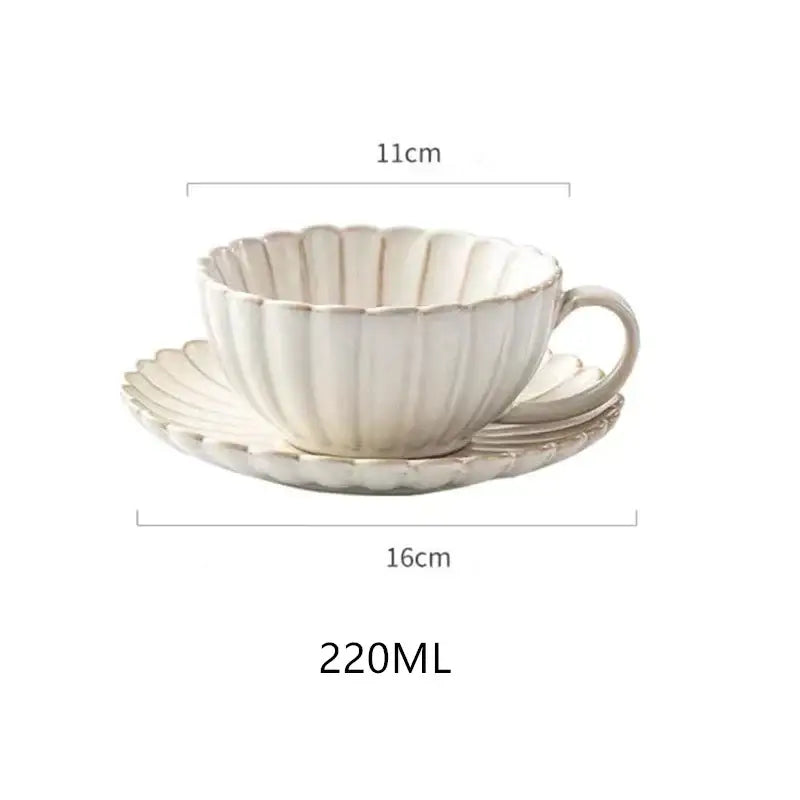 Cream scalloped ceramic afternoon tea cup and saucer in cream color perfect for decorbites ceramic afternoon dining