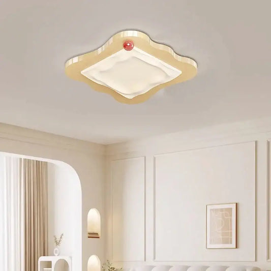 Cream style beige cloud LED ceiling light with white diffuser and red accent for bedroom decorbites ceiling light