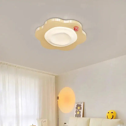 Cream style beige cloud led ceiling light with white panel and red button for bedroom decorbites decorbites cream style