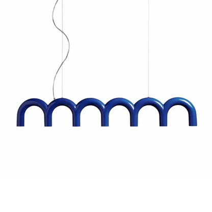 Vibrant cobalt blue gloss finished arched pendant light with wave design for living room decorbites cream style nordic
