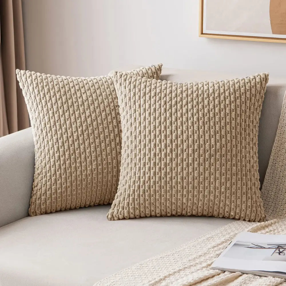 Beige textured knit pillow cover with woven corded pattern decorbites decorative pillow for living room decor
