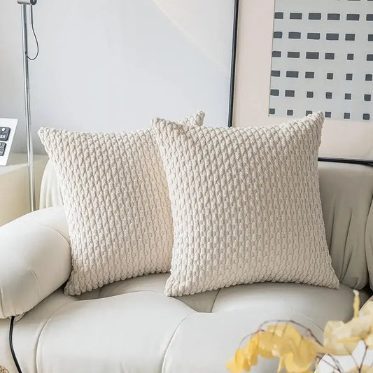 Cream textured knit decorative pillow cover with a cozy tactile surface for living room decorbites decorative pillow