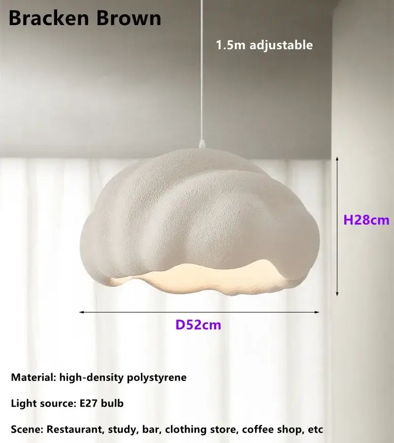 Cream wabi sabi pendant chandelier by decorbites featuring a matte off-white bracken brown polystyrene cloud shape