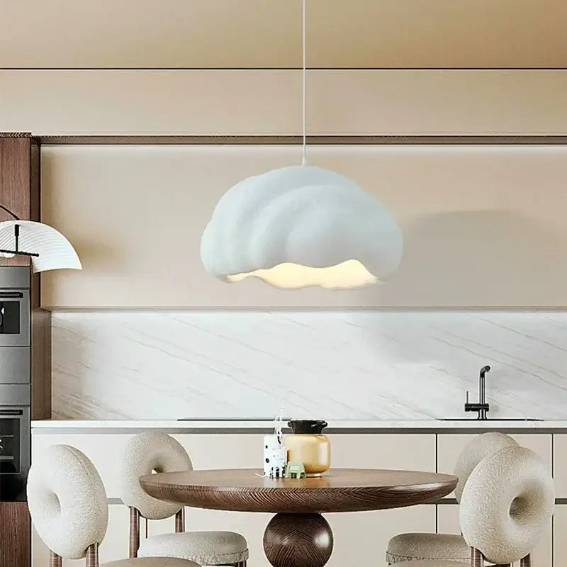 Cream wabi sabi pendant chandelier in off-white with a smooth matte finish hanging for dining room decorbites cream wabi