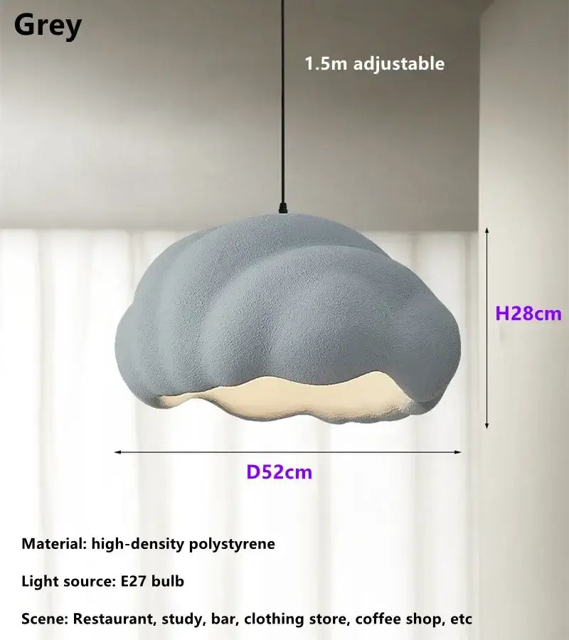 Cream wabi sabi pendant chandelier with soft grey cloud shape and textured polystyrene finish for dining room decorbites cream wabi