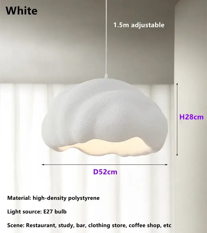Cream wabi sabi cloud pendant chandelier dining room light with white high-density polystyrene and e27 bulb decorbites cream wabi
