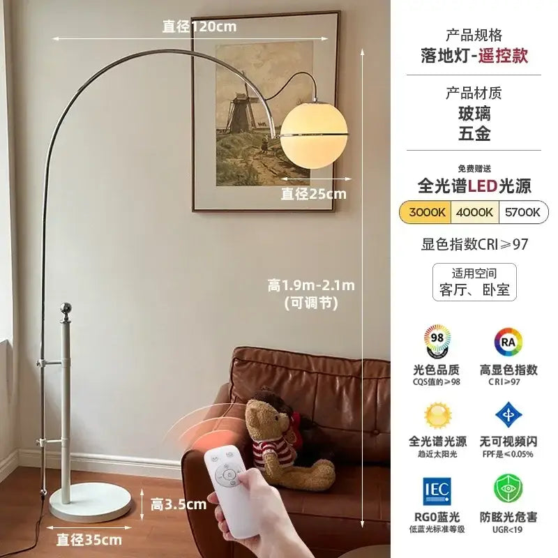 Cream wind arched floor lamp with polished metallic frame and frosted glass shade for living room decorbites cream wind