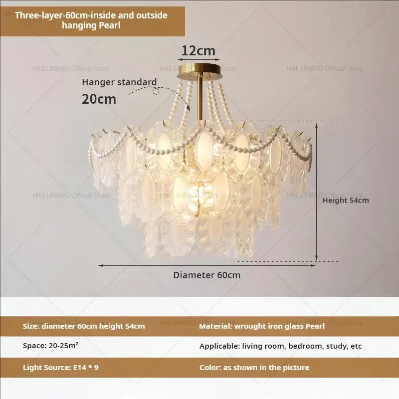 Cream wind crystal chandelier with brass-finished frame and translucent glass pearls for elegant living room decorbites cream wind