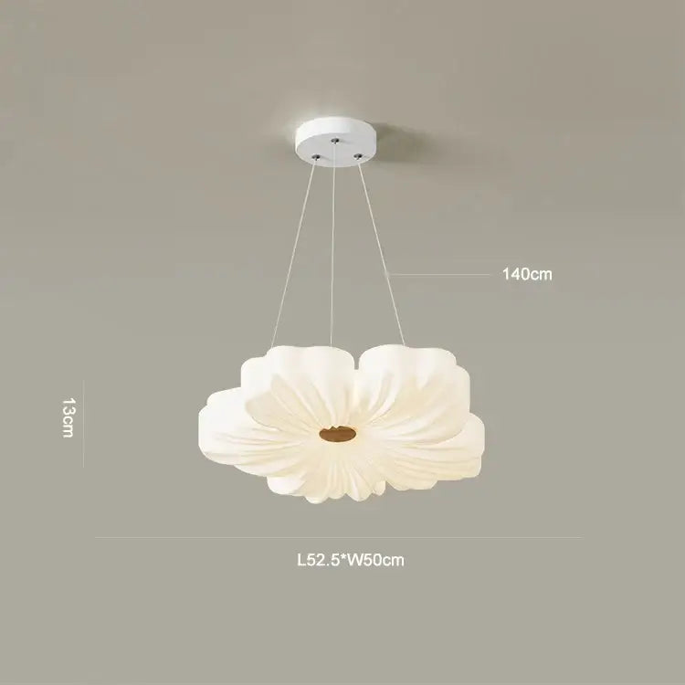 Cream wind flower eye protection ceiling light with a white flower-shaped layered petal design and central brown accent