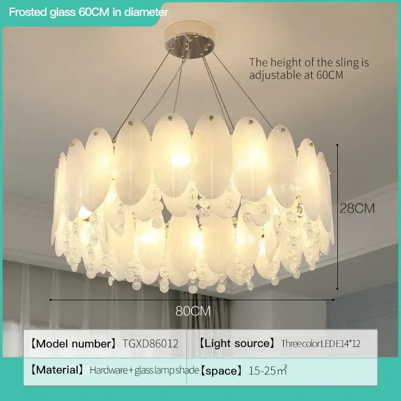 A cream wind led chandelier with white opal glass frosted shades and crystal droplets for bedroom decorbites cream wind