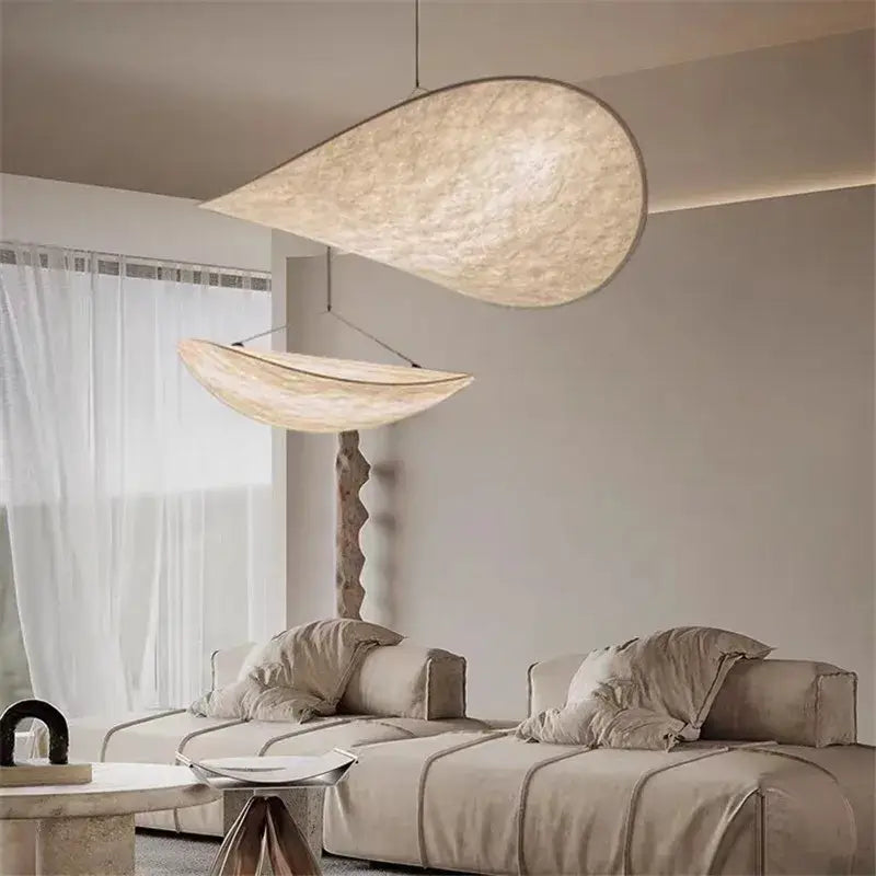 Beige teardrop pendant light with woven fabric shade for living room decorbites tense lamp decorbites tense