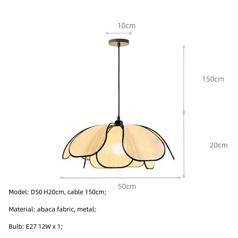 Creamy abaca fabric pendant light with metal frame and black cord perfect for dining room decorbites creamy abaca