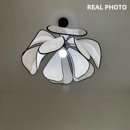 White floral pendant light with creamy abaca fabric and petal design for dining room decorbites creamy abaca