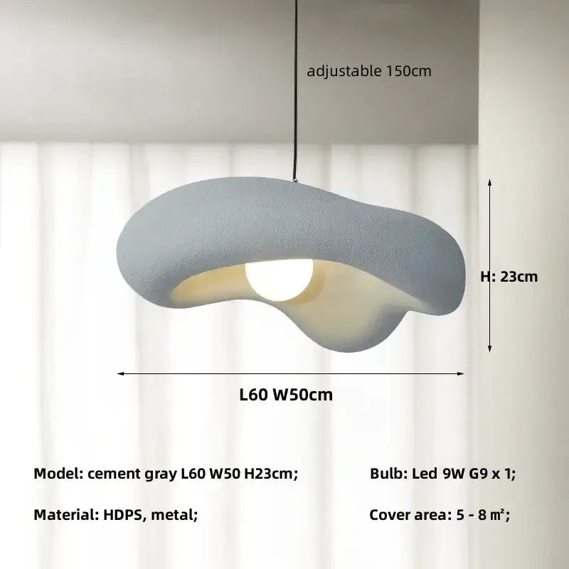 Cement gray abstract pendant light with hdps metal construction in decorbites creamy style pendant for dining room decor