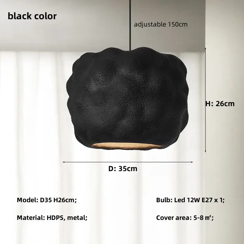 Black textured hdps and metal creamy style pendant with adjustable chain and warm-toned base for bedroom decorbites pendant lights