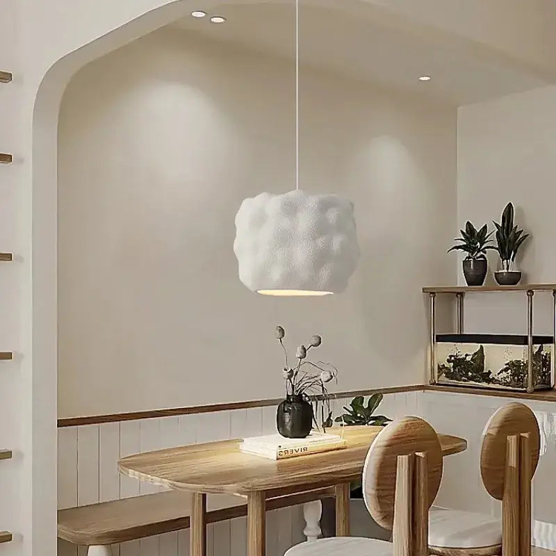 Creamy style white cloud pendant light with soft textured surface for bedroom decorbites creamy style pendant lighting